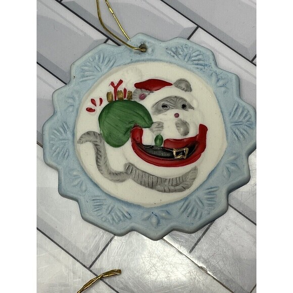 Vintage Jasco Beaver Jingle Bell & 4 Chistmas Ornaments Lot of 5 Ceramic Taiwan - Picture 7 of 14